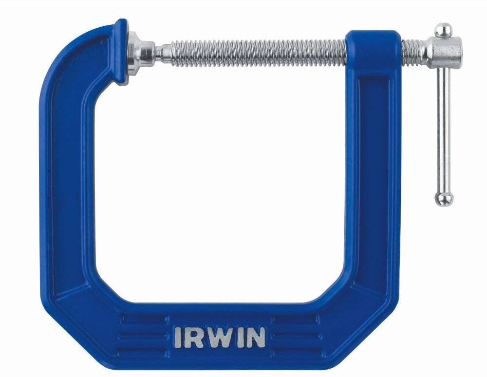 IRWIN 225134 Metal Blue Double Rolled Thread Deep Throat C-Clamp 3 x 4-1/2 in.